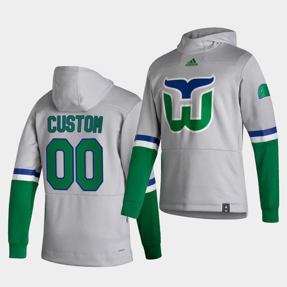 Men Carolina Hurricanes 00 Custom White NHL 2021 Adidas Pullover Hoodie Jersey